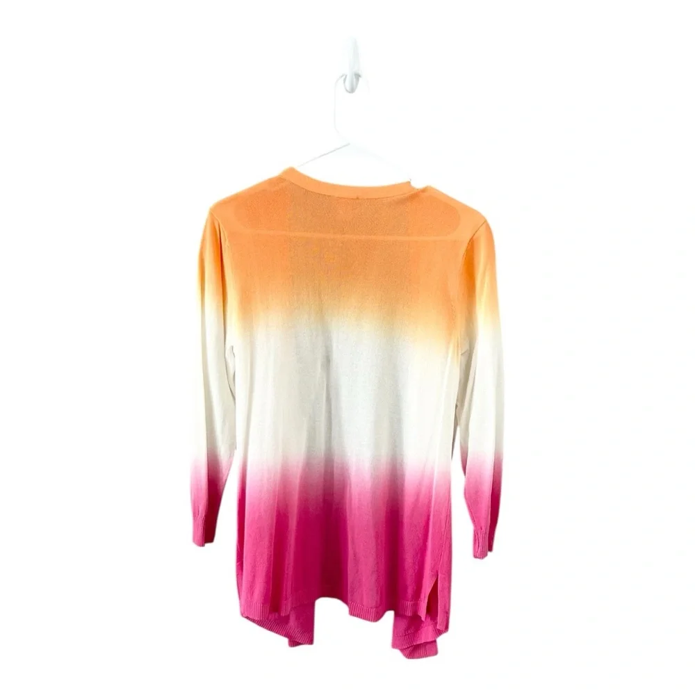 Chico’s Dip-Dye‎ Pink Ombré Orange Open-Front Cardigan Size 0/Small
